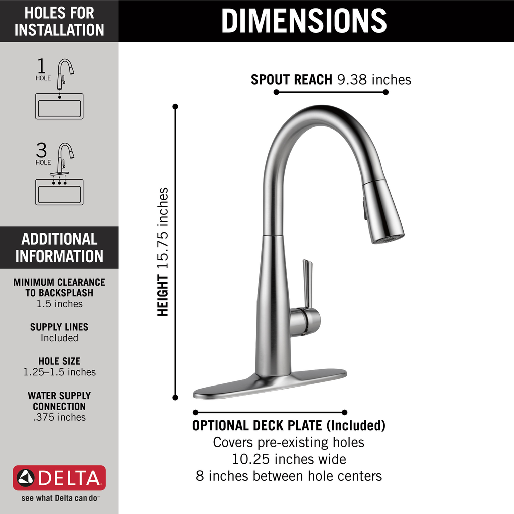 Delta Essa®: Single Handle Pull-Down Kitchen Faucet - Single Handle Lever - Arctic Stainless