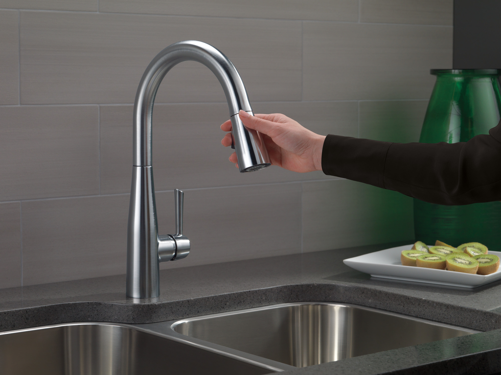 Delta Essa®: Single Handle Pull-Down Kitchen Faucet - Single Handle Lever - Arctic Stainless