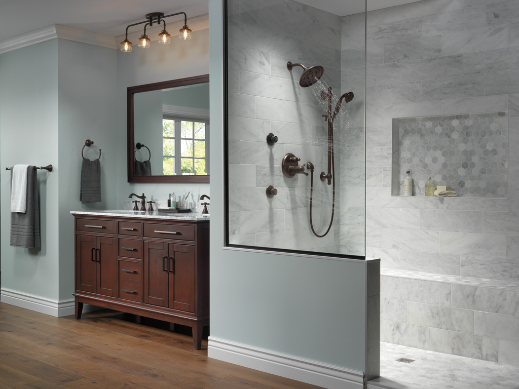 Delta Cassidy®: Two Handle Widespread Bathroom Faucet - Less Handles - Two Handle LHP - Venetian Bronze