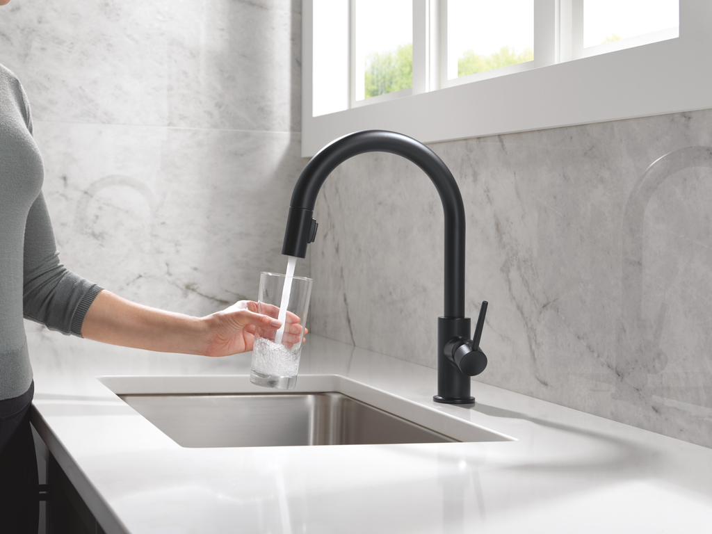 Delta Trinsic®: Single Handle Pull-Down Kitchen Faucet - Single Handle Lever - Matte Black