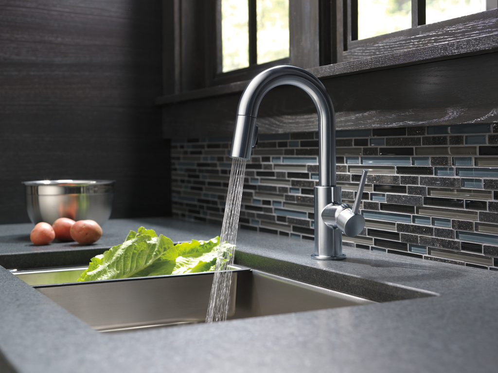 Delta Trinsic®: Single Handle Pull-Down Bar / Prep Faucet - Single Handle Lever - Arctic Stainless