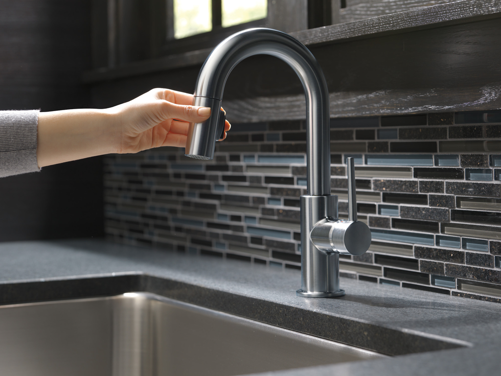 Delta Trinsic®: Single Handle Pull-Down Bar / Prep Faucet - Single Handle Lever - Arctic Stainless