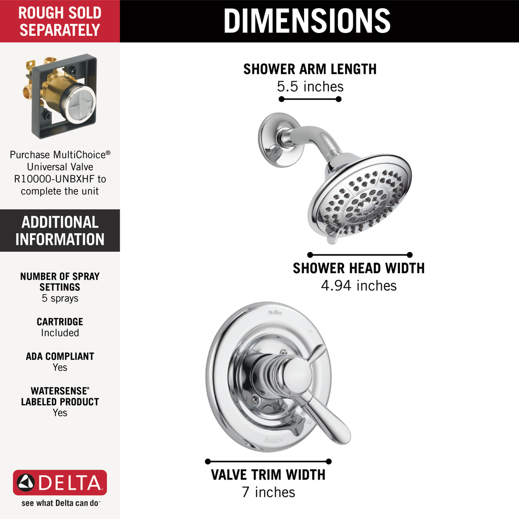 Delta Lahara®: Monitor® 17 Series Shower Trim - Single Handle Lever - Chrome