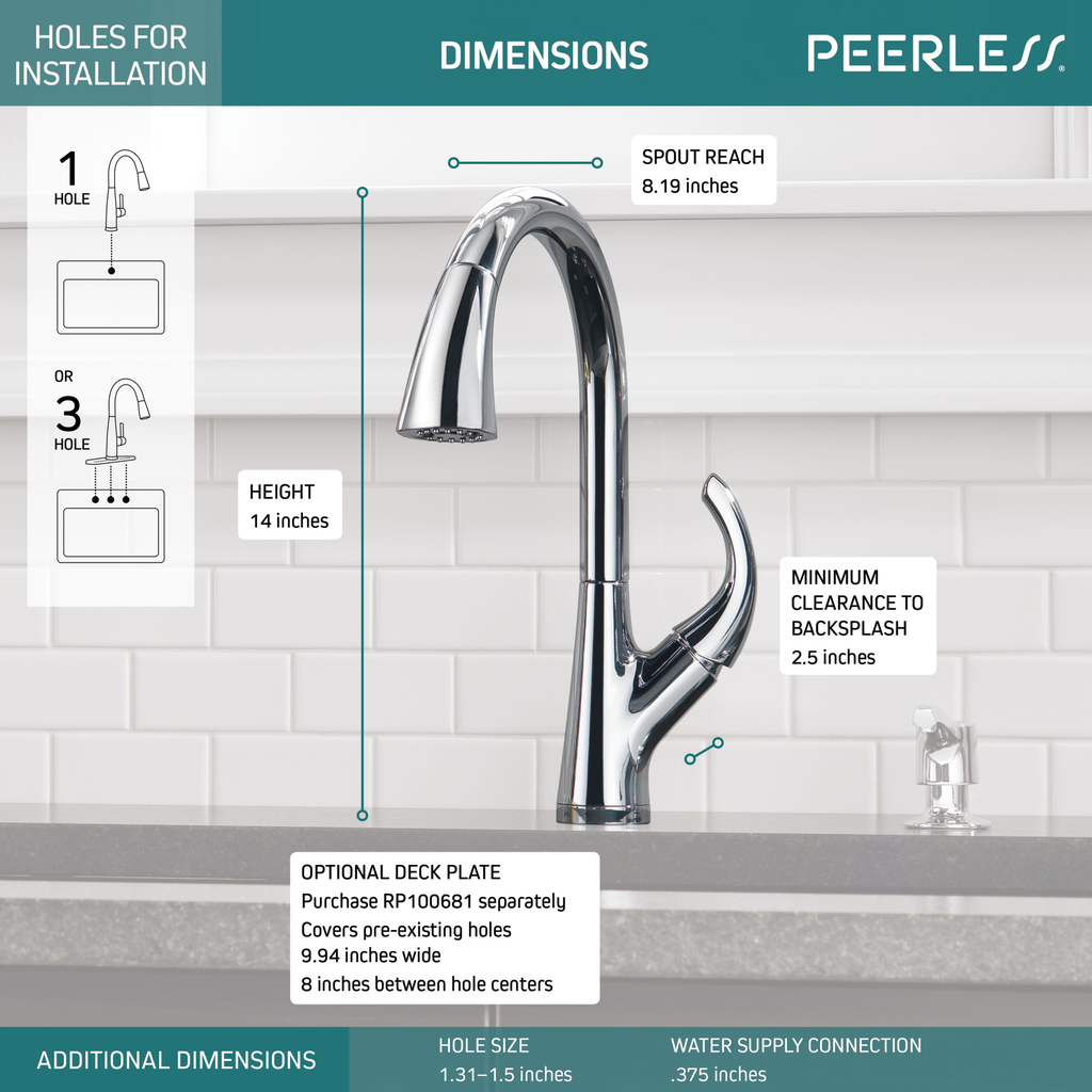 Peerless Parkwood®: Single Handle Pulldown Kitchen Faucet - Electronic - Chrome