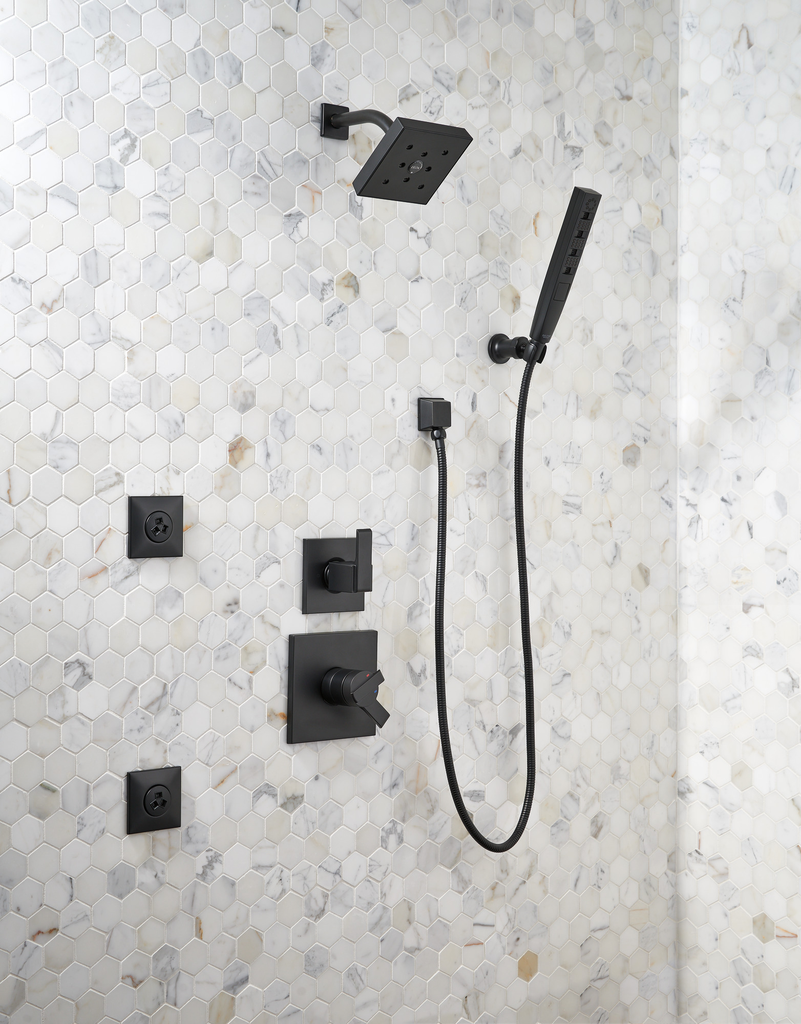 Delta Universal Showering Components: Square Wall Elbow For Hand Shower - Matte Black
