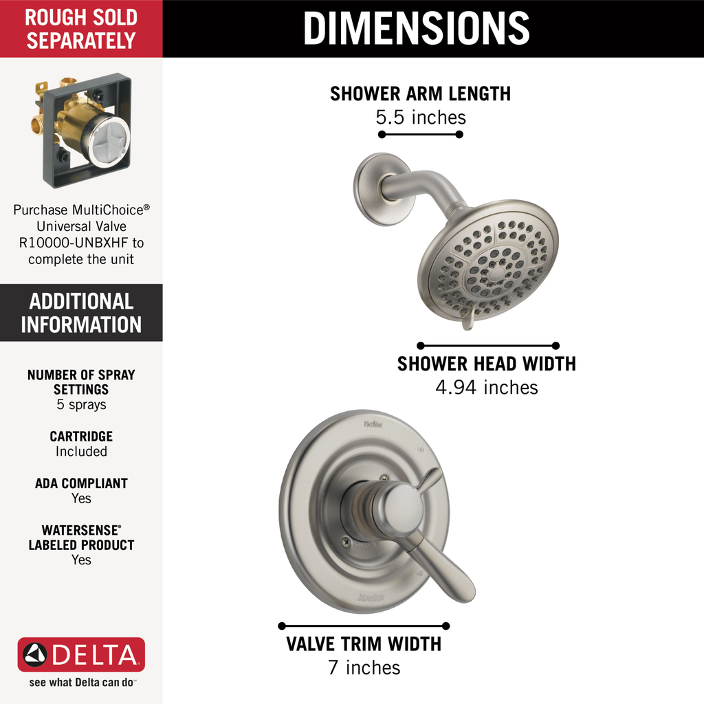 Delta Lahara®: Monitor® 17 Series Shower Trim - Single Handle Lever - Stainless
