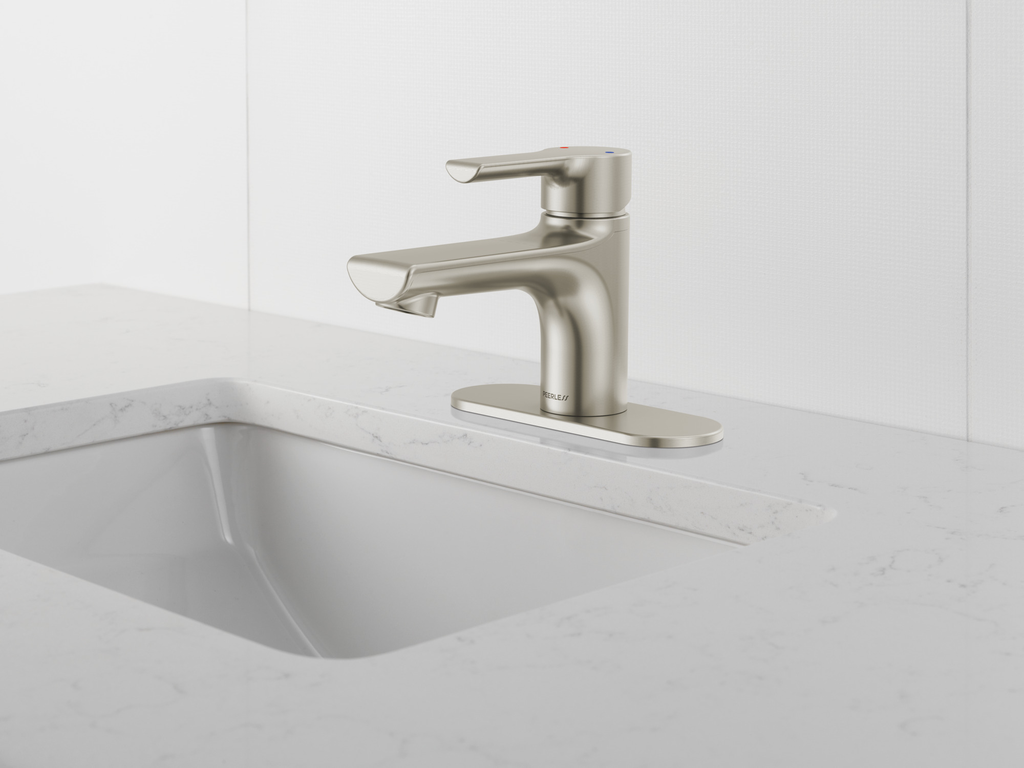 Peerless Flute™: Single Top Handle Lavatory Faucet - Single Handle Lever - Brushed Nickel
