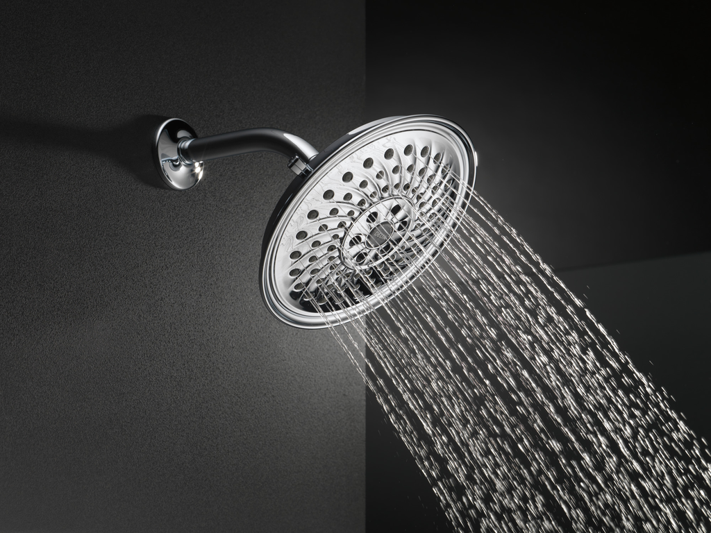 Delta Universal Showering Components: H2Okinetic® 3-Setting Raincan Shower Head - Chrome
