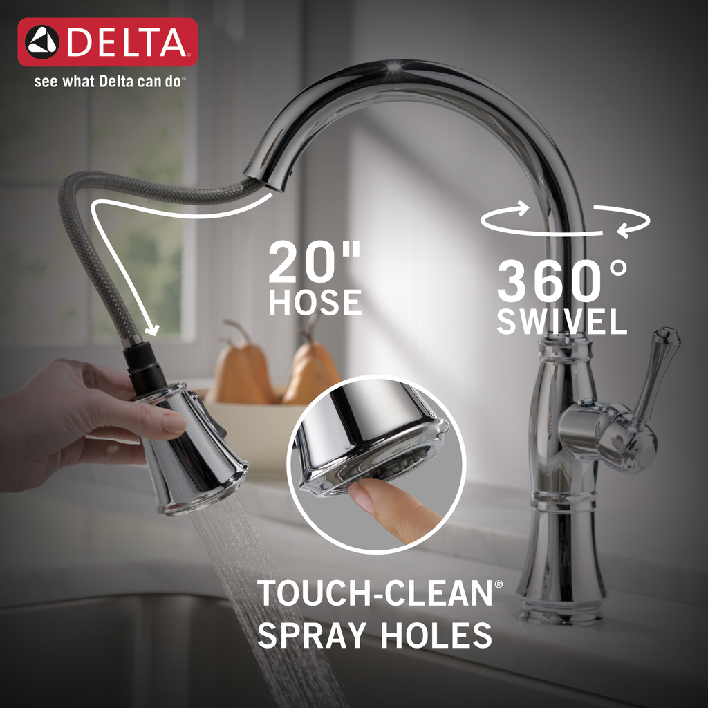 Delta Cassidy®: Single Handle Pull-Down Kitchen Faucet - Single Handle Lever - Lumicoat® Chrome