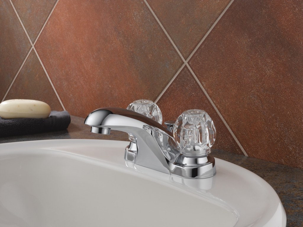 Delta Foundations®: Two Handle Centerset Bathroom Faucet - Two Handle Knob - Chrome