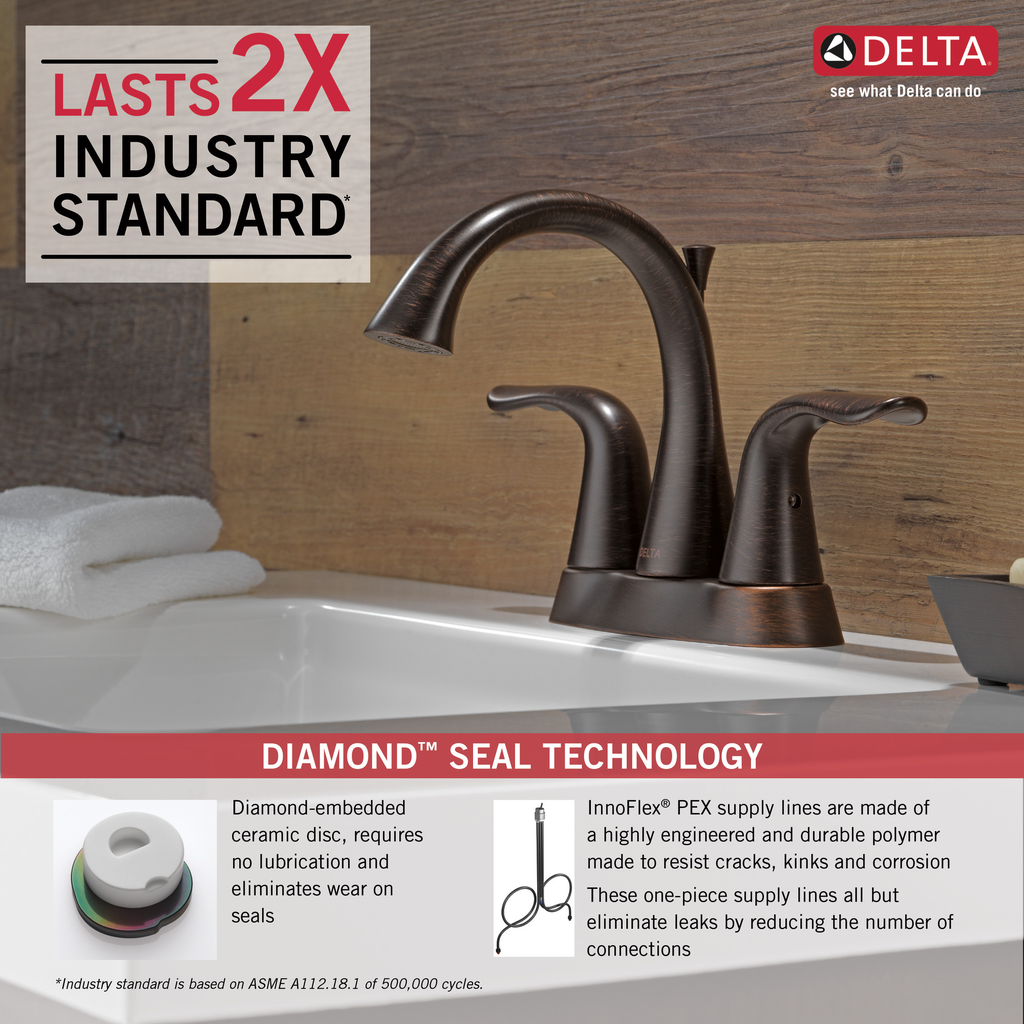 Delta Lahara®: Two Handle Centerset Bathroom Faucet - Two Handle Lever - Venetian Bronze