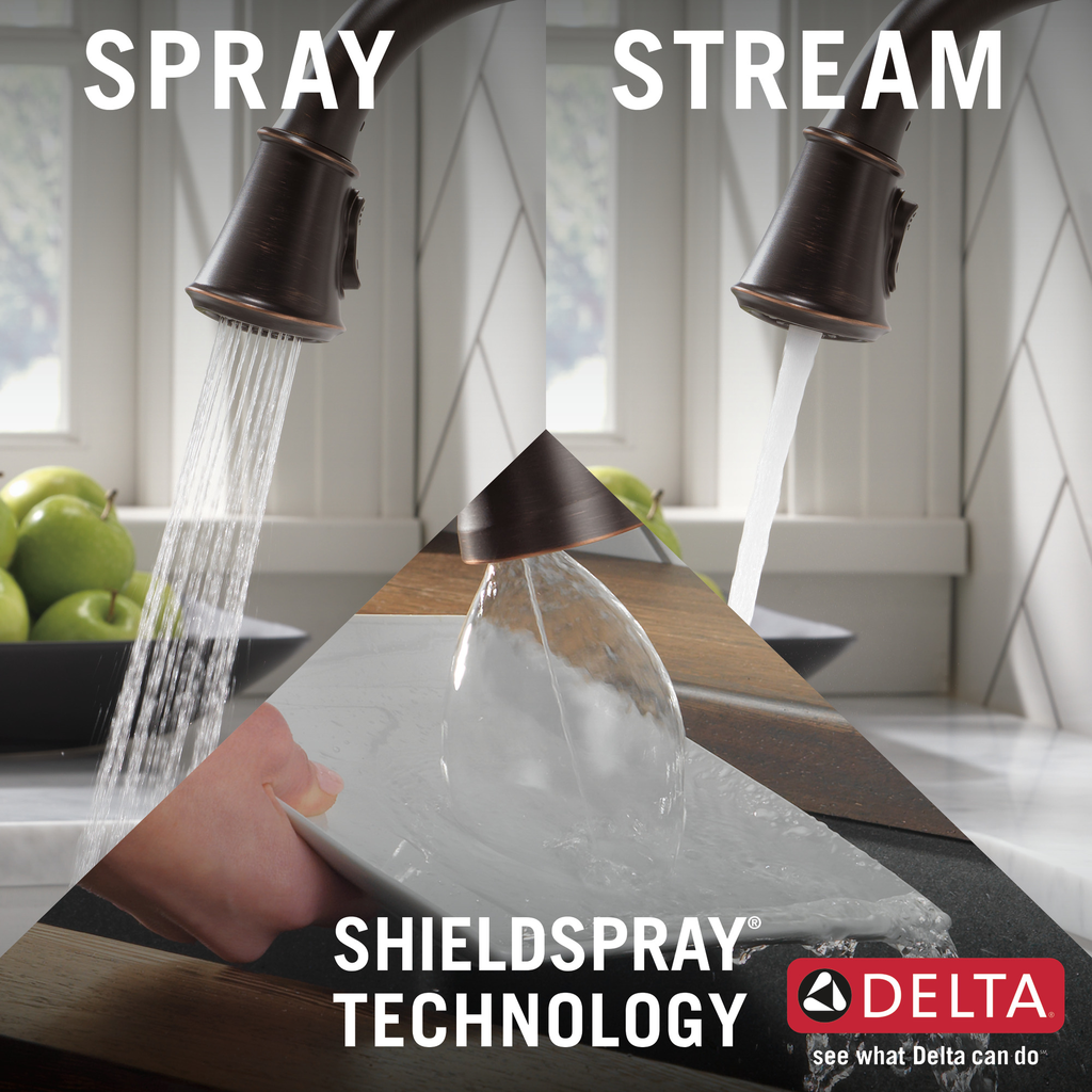 Delta Cassidy®: Single Handle Pull-Down Kitchen Faucet With Shieldspray® Technology - Single Handle Lever - Venetian Bronze