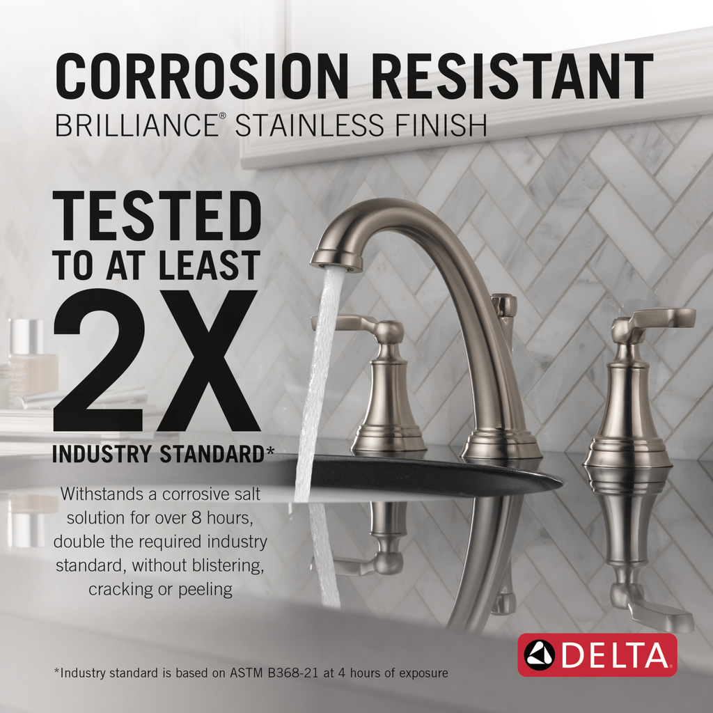 Delta Woodhurst™: Two Handle Widespread Bathroom Faucet - Two Handle Lever - Stainless