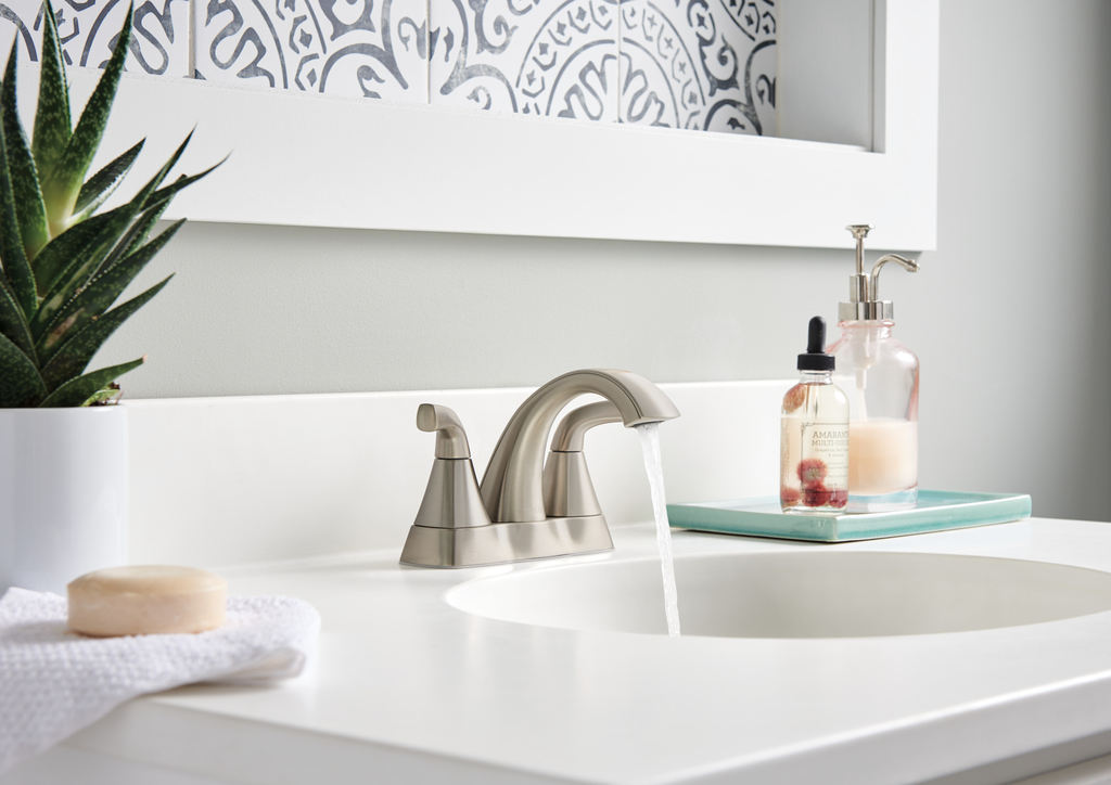 Peerless Parkwood®: Two Handle Centerset Lavatory Faucet - Two Handle Lever - Brushed Nickel