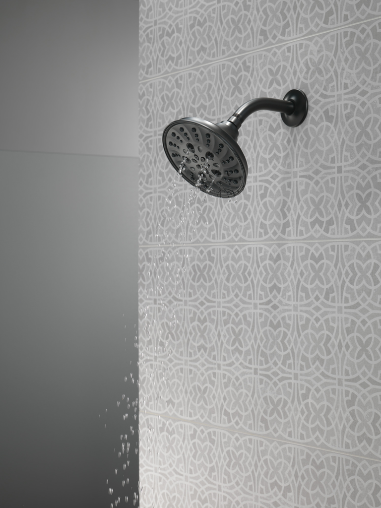 Delta Universal Showering Components: H2Okinetic® 5-Setting Traditional Raincan Shower Head - Matte Black