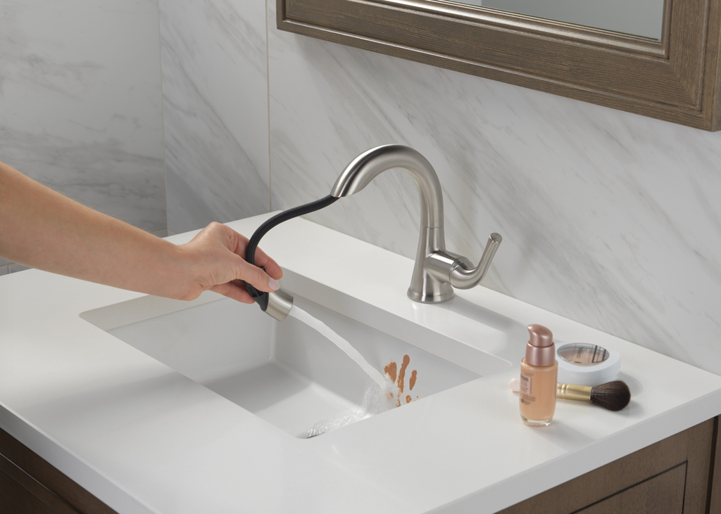 Delta Kayra®: Single Handle Pull-Down Bathroom Faucet - Single Handle Lever - Stainless