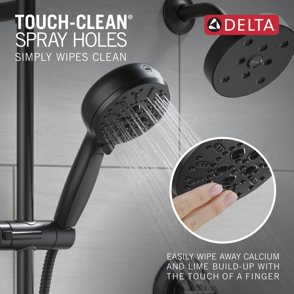 Delta Universal Showering Components: 7-Setting Slide Bar Hand Shower With Cleaning Spray - Matte Black