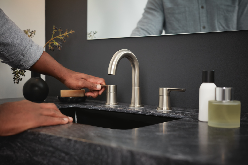 Peerless Flute™: Two Handle Widespread Lavatory Faucet - Two Handle Lever - Brushed Nickel