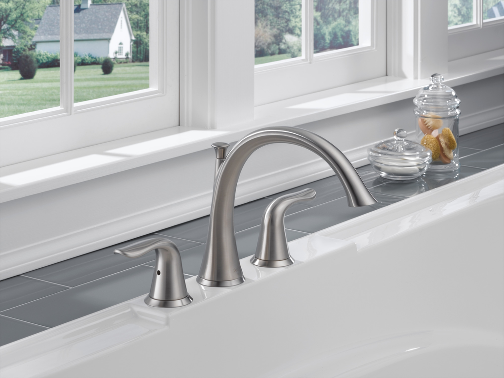 Delta Lahara®: Roman Tub Trim - Two Handle Lever - Stainless