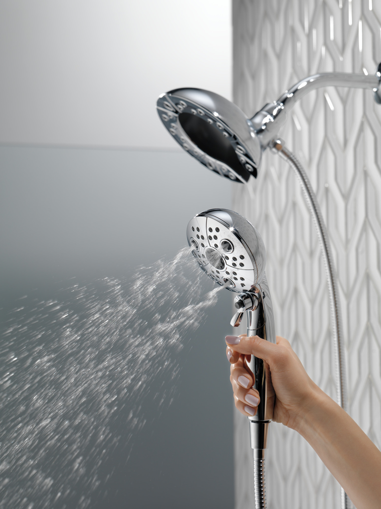 Delta Universal Showering Components: H2Okinetic® In2Ition® 5-Setting Two-In-One Shower - Chrome