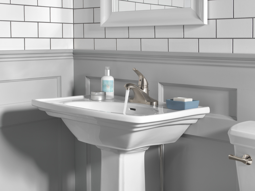Delta Foundations®: Single Handle Centerset Bathroom Faucet - Single Handle Lever - Stainless