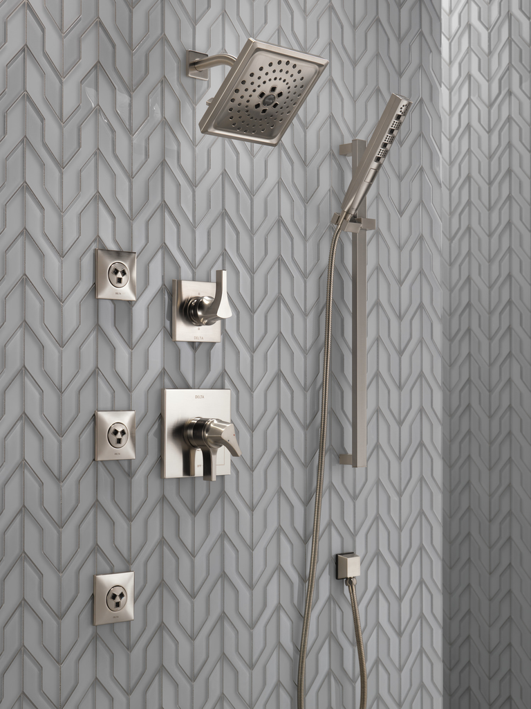 Delta Universal Showering Components: Square Wall Elbow For Hand Shower - Stainless