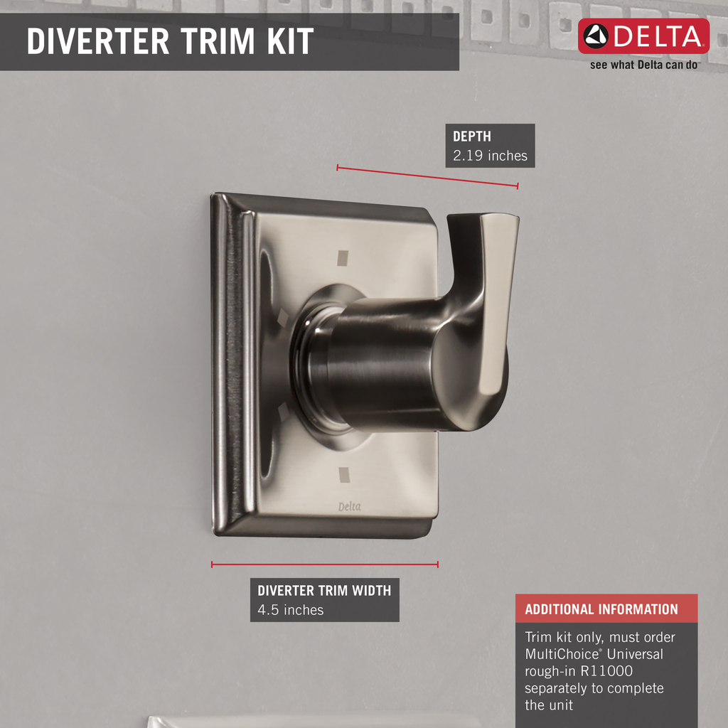 Delta Dryden™: 3-Setting 2-Port Diverter Trim - Single Handle Lever - Stainless
