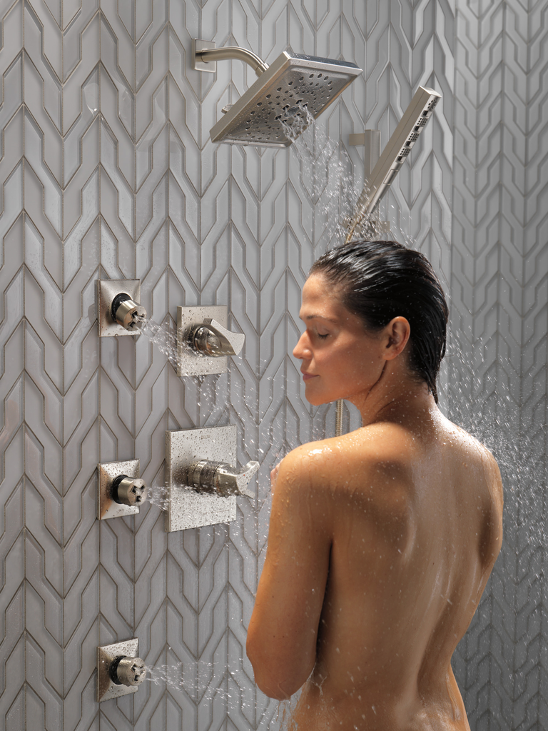 Delta Universal Showering Components: Square Wall Elbow For Hand Shower - Stainless