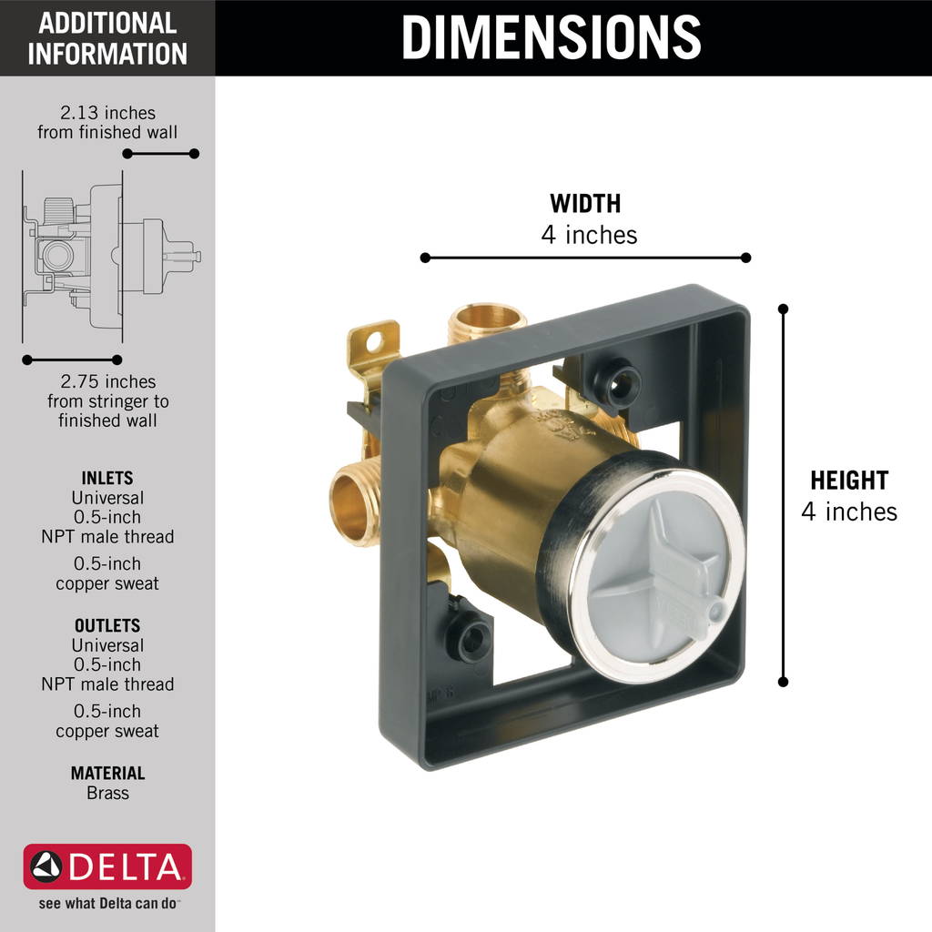 Delta Other: Multichoice® Universal High-Flow Shower Rough - Universal Inlets / Outlets