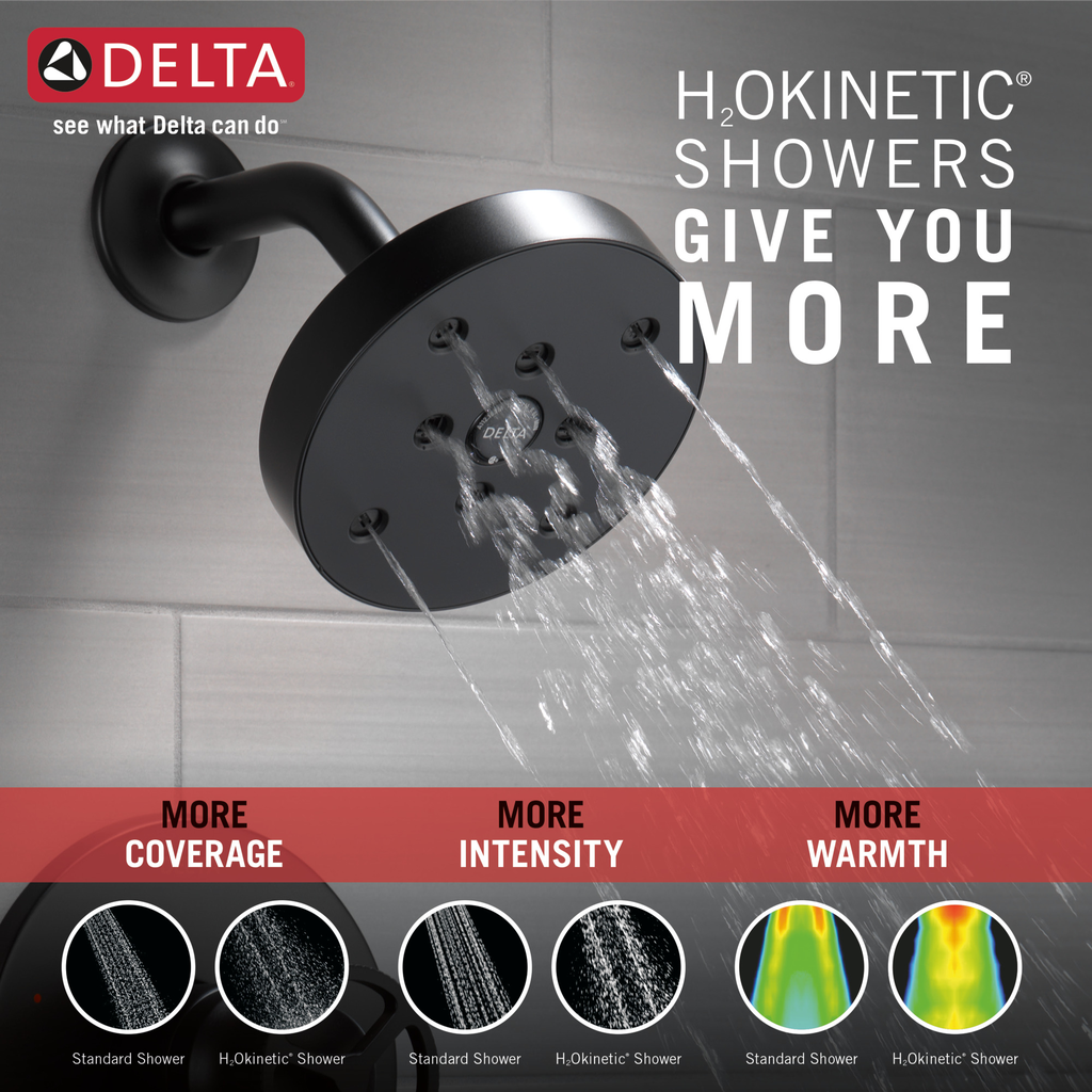 Delta Trinsic®: Monitor® 14 Series H2Okinetic® Tub & Shower Trim - Single Handle Lever - Matte Black
