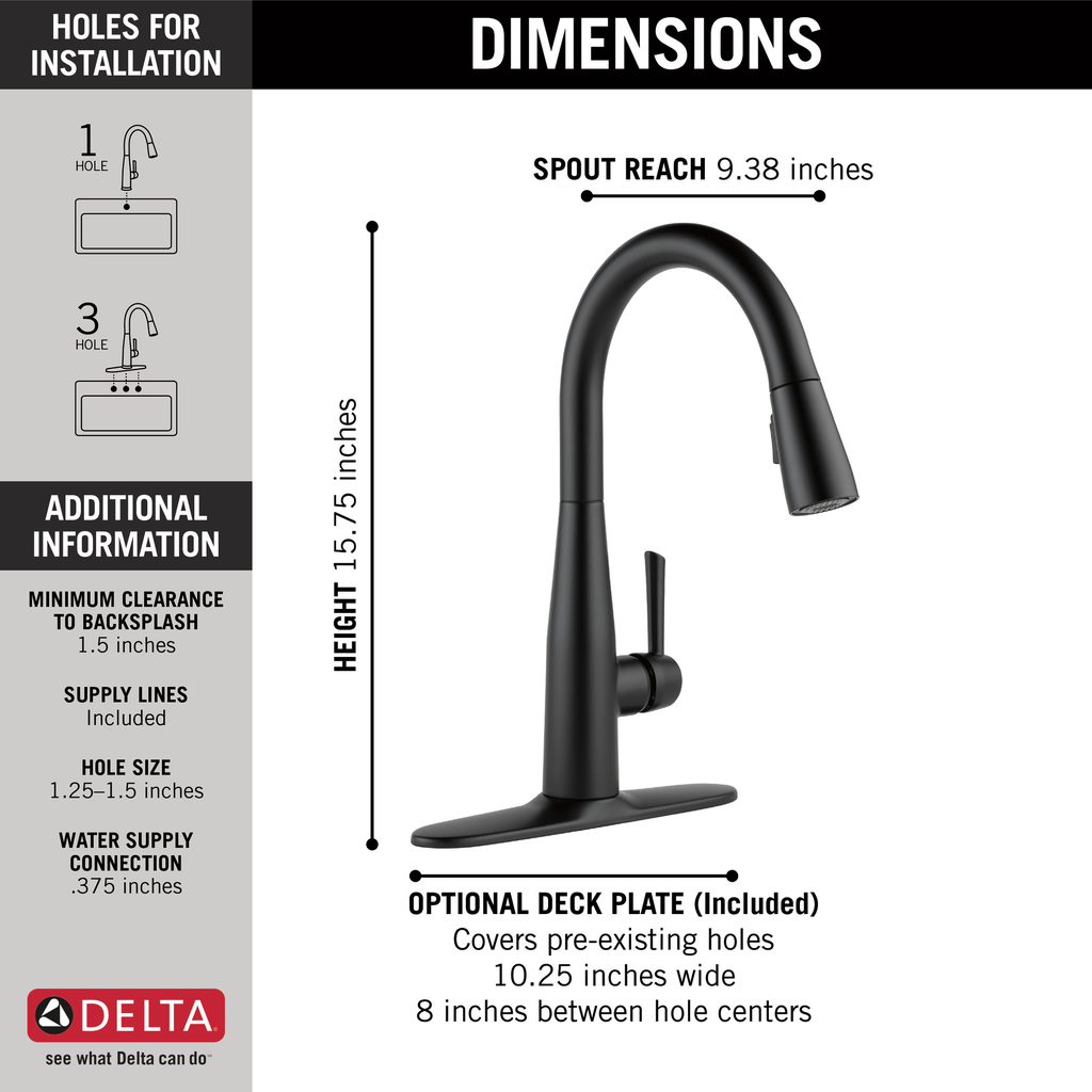 Delta Essa®: Single Handle Pull-Down Kitchen Faucet - Single Handle Lever - Matte Black