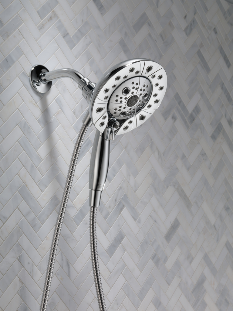 Delta Universal Showering Components: H2Okinetic® In2Ition® 5-Setting Two-In-One Shower - Chrome