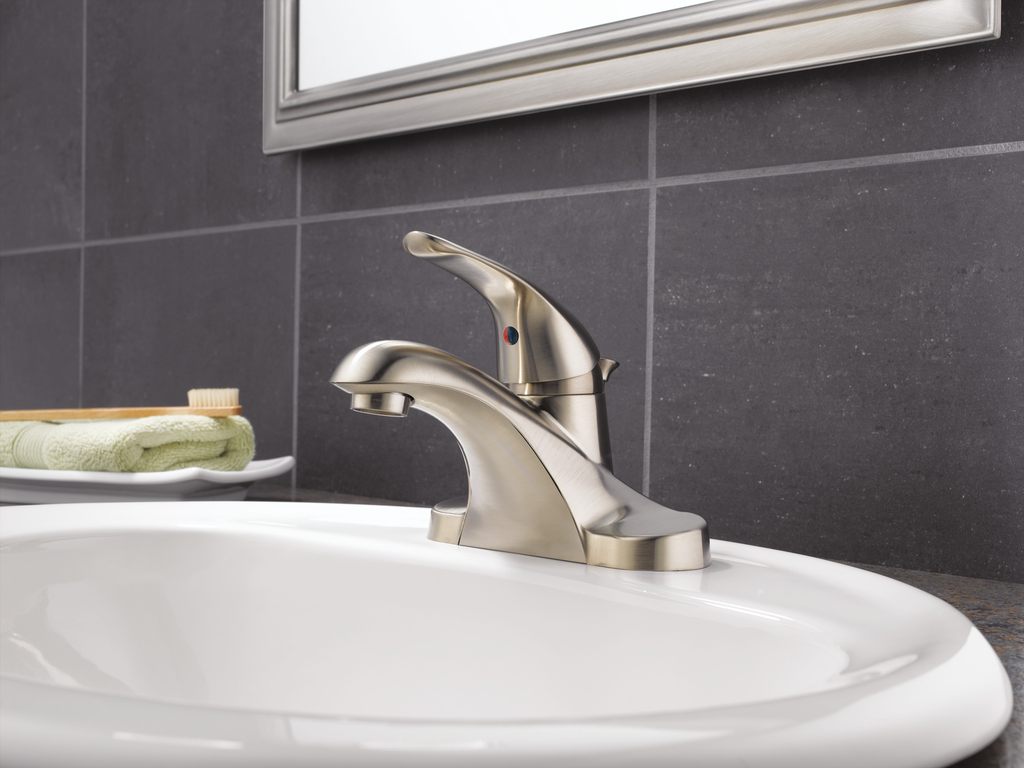 Delta Foundations®: Single Handle Centerset Bathroom Faucet - Single Handle Lever - Stainless