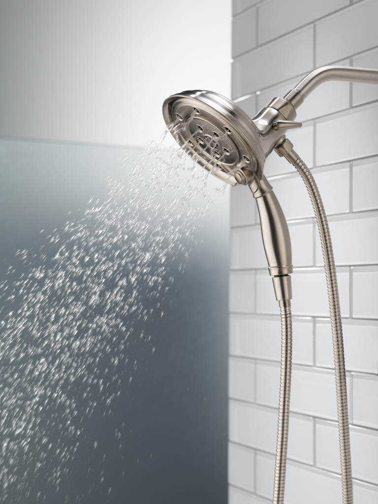 Delta Universal Showering Components: H2Okinetic® In2Ition® 4-Setting Two-In-One Shower - Stainless