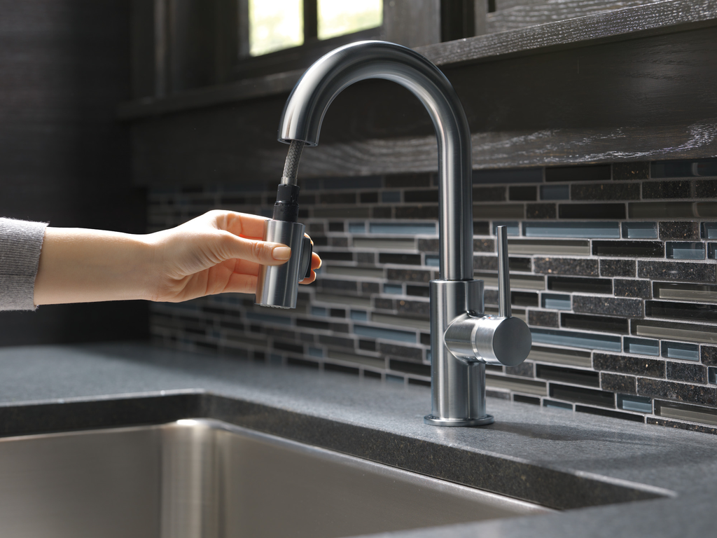 Delta Trinsic®: Single Handle Pull-Down Bar / Prep Faucet - Single Handle Lever - Arctic Stainless