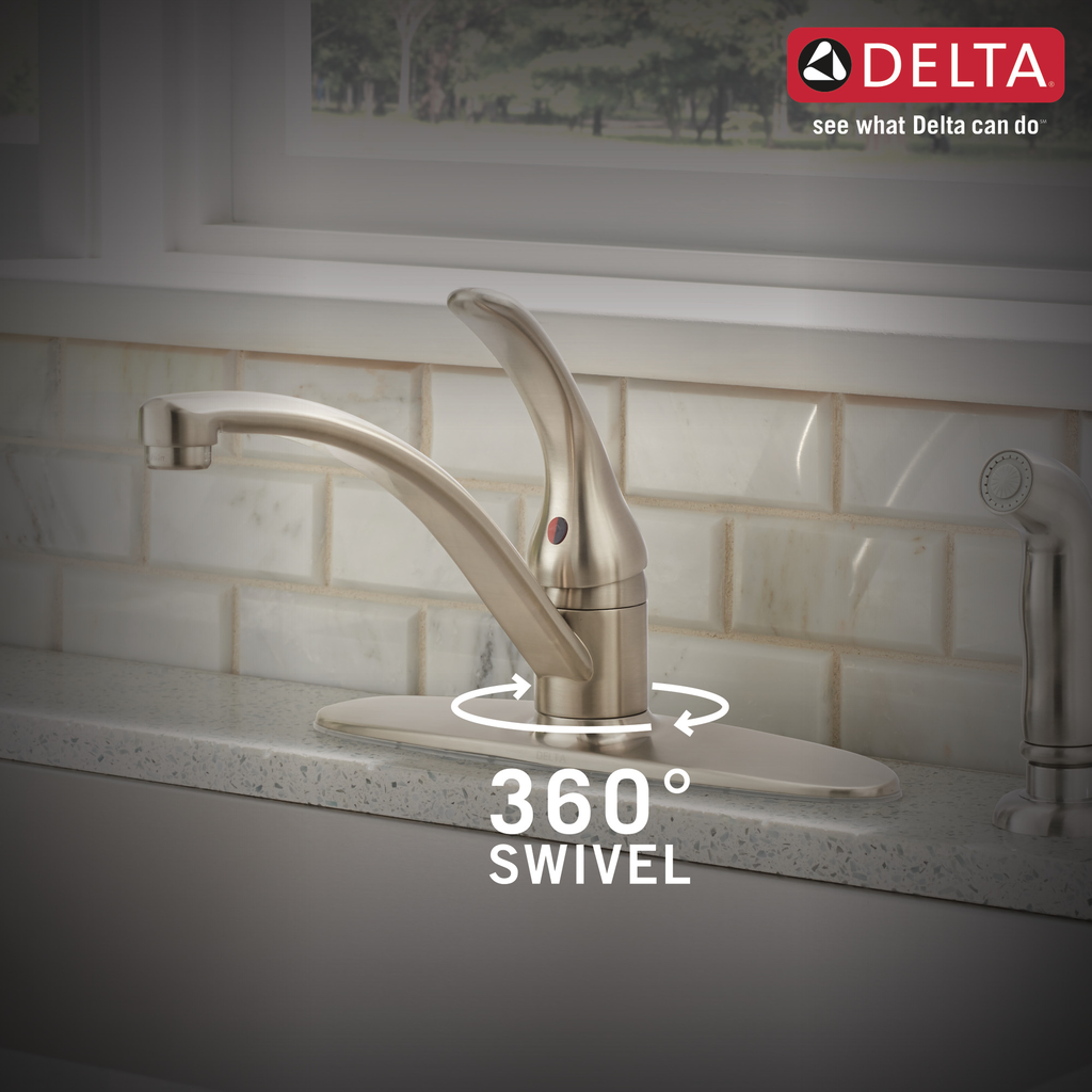 Delta Foundations®: Single Handle Kitchen Faucet With Spray - Single Handle Lever - Stainless