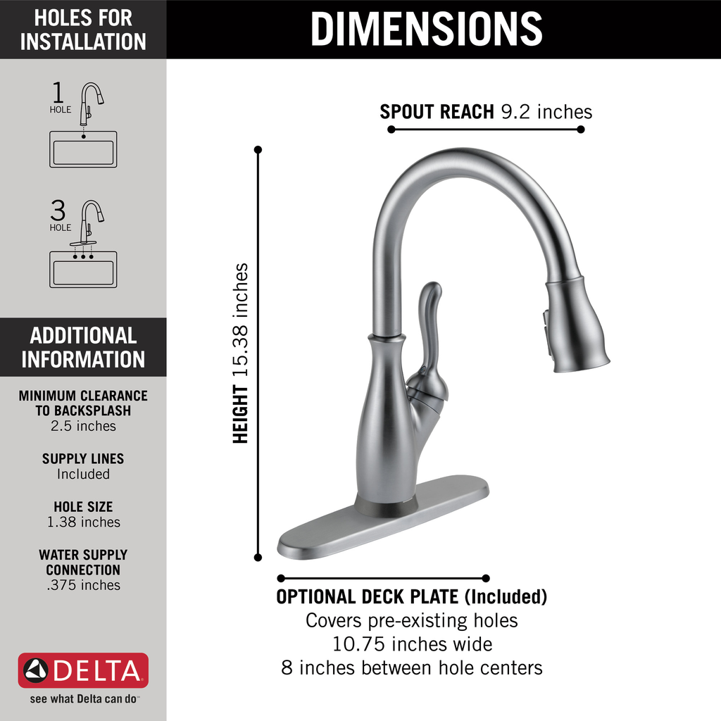 Delta Leland®: Single Handle Pull-Down Kitchen Faucet With Touch2O® And Shieldspray® Technologies - Single Handle Lever - Arctic Stainless