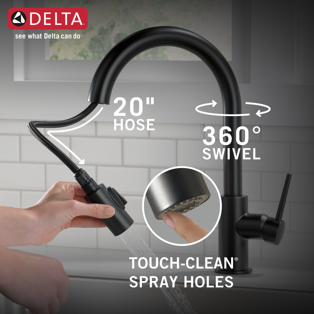 Delta Trinsic®: Single Handle Pull-Down Kitchen Faucet - Single Handle Lever - Matte Black