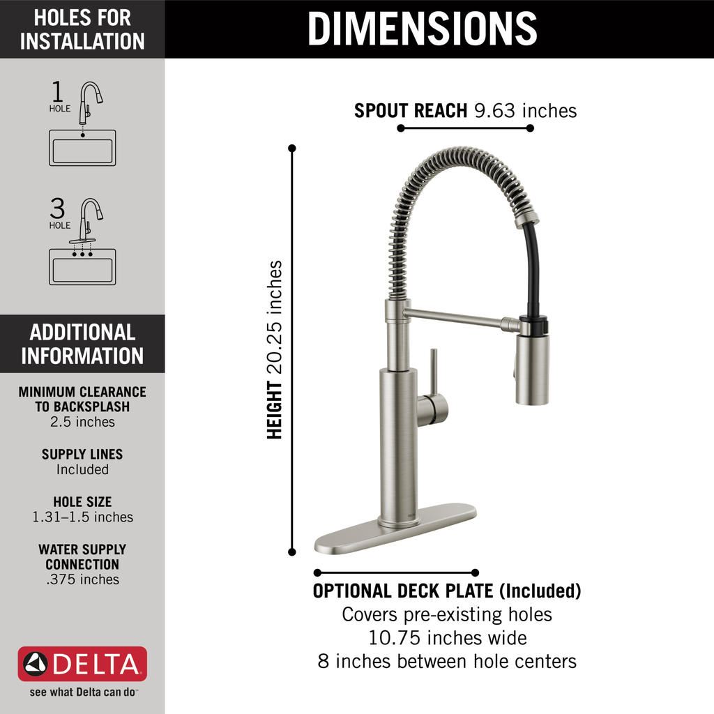 Delta Antoni®: Single-Handle Pull-Down Spring Kitchen Faucet - Single Handle Lever - Spotshield Stainless