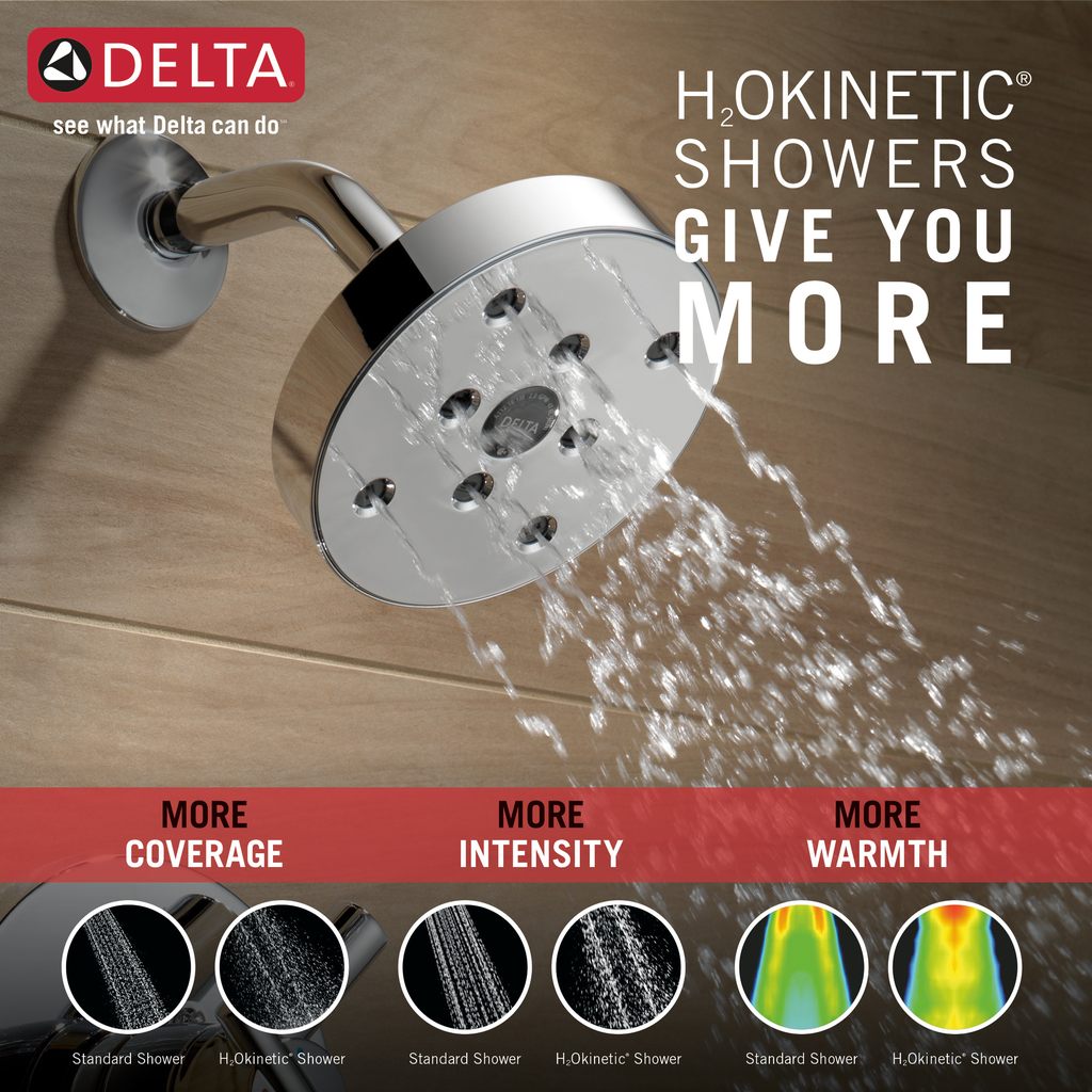 Delta Trinsic®: Monitor® 14 Series H2Okinetic® Tub & Shower Trim - Single Handle Lever - Chrome
