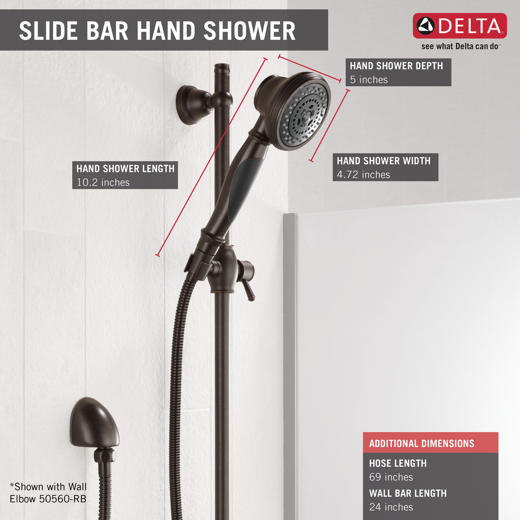 Delta Other: Premium 3-Setting Slide Bar Hand Shower - Venetian Bronze