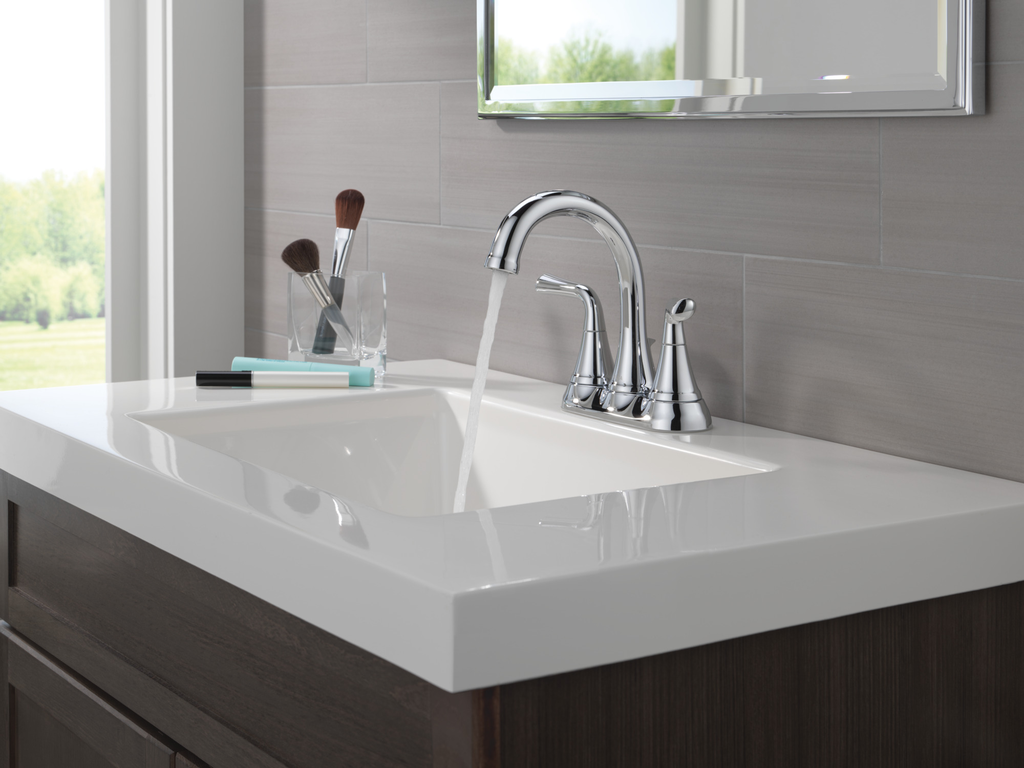 Delta Kayra®: Two Handle Centerset Bathroom Faucet - Two Handle Lever - Chrome