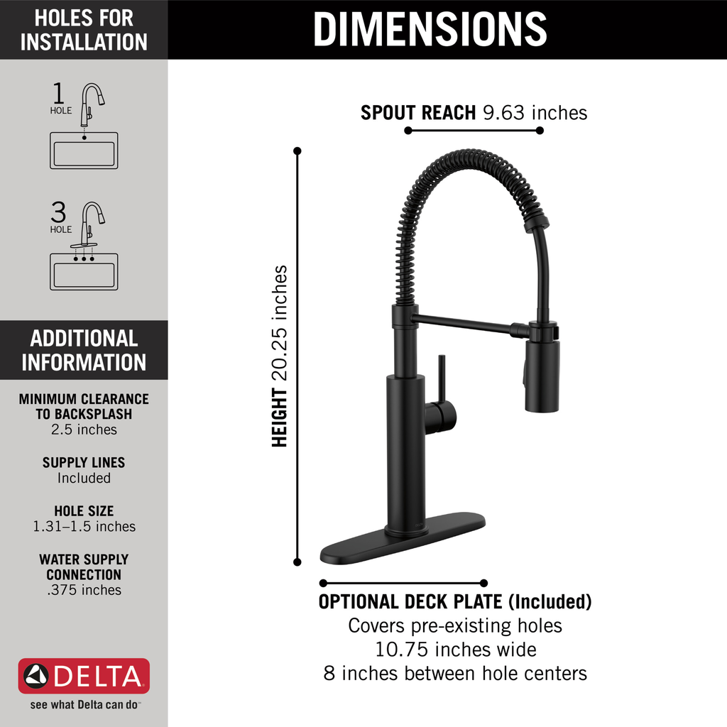 Delta Antoni®: Single-Handle Pull-Down Spring Kitchen Faucet - Single Handle Lever - Matte Black