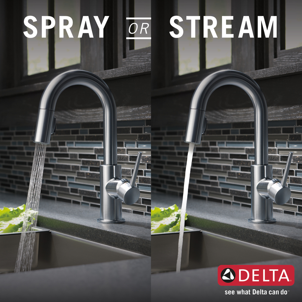 Delta Trinsic®: Single Handle Pull-Down Bar / Prep Faucet - Single Handle Lever - Arctic Stainless