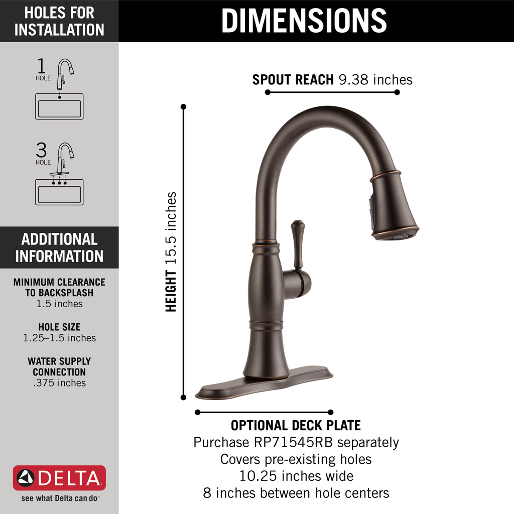 Delta Cassidy®: Single Handle Pull-Down Kitchen Faucet With Shieldspray® Technology - Single Handle Lever - Venetian Bronze