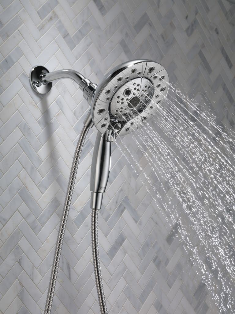 Delta Universal Showering Components: H2Okinetic® In2Ition® 5-Setting Two-In-One Shower - Chrome