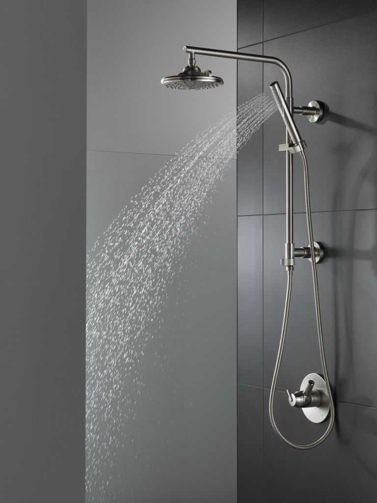Delta Universal Showering Components: H2Okinetic® 3-Setting Raincan Shower Head - Lumicoat® Stainless