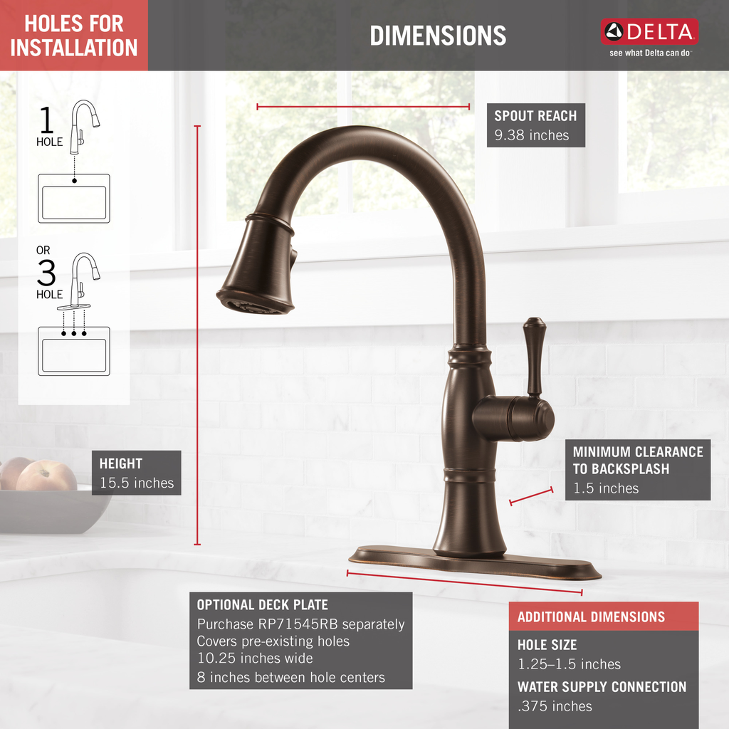 Delta Cassidy®: Single Handle Pull-Down Kitchen Faucet With Shieldspray® Technology - Single Handle Lever - Venetian Bronze