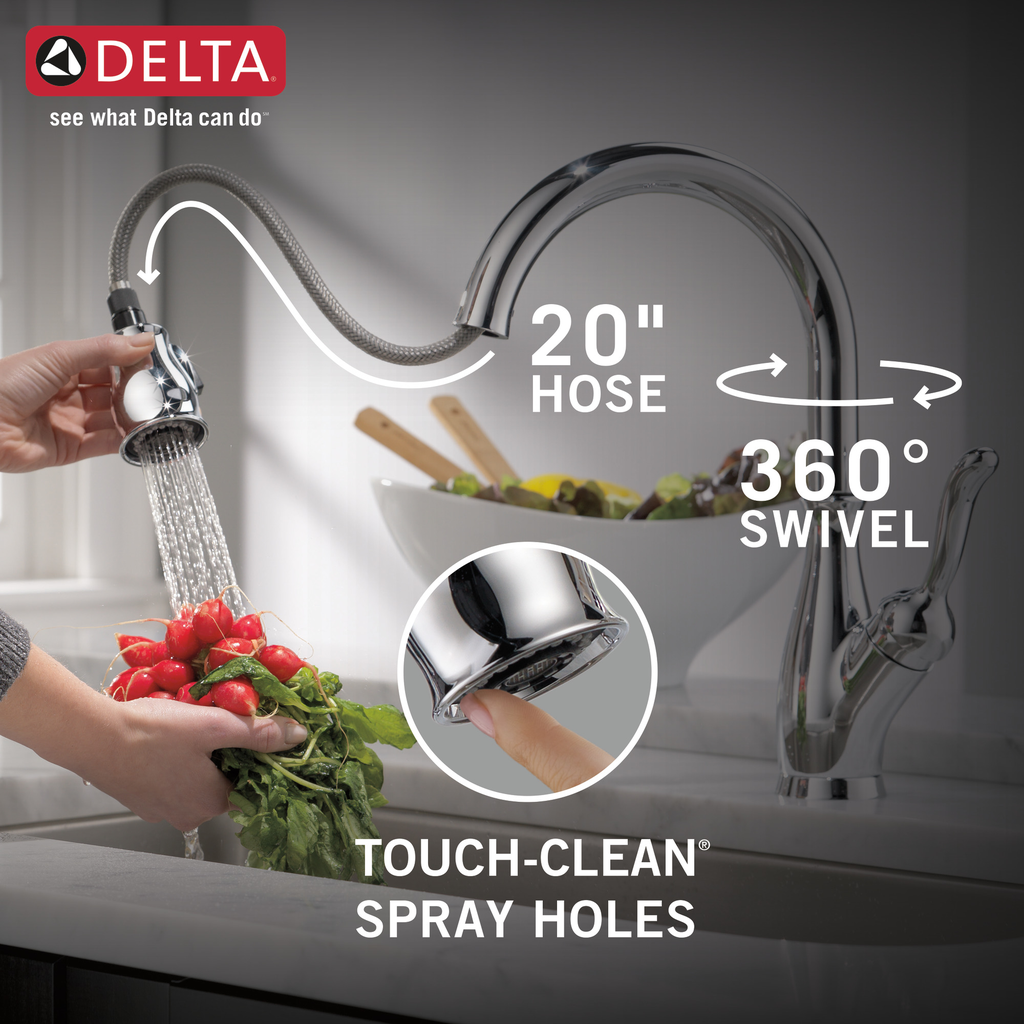 Delta Leland®: Single Handle Pull-Down Kitchen Faucet With Shieldspray® Technology - Single Handle Lever - Chrome