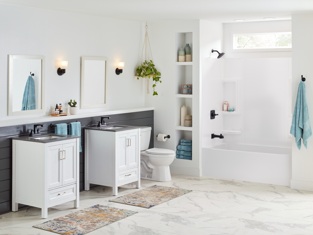 Delta Ashlyn®: Two Handle Centerset Lavatory Faucet - Metal Pop-Up - Two Handle Lever - Matte Black